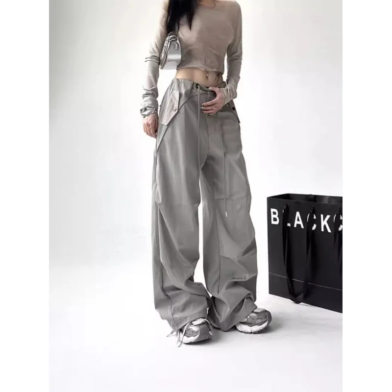 

2025 Hot Summer New Cargo Pants Women's Summer American Wide-Leg Pants Women's Loose Yupi Mop Track Pants