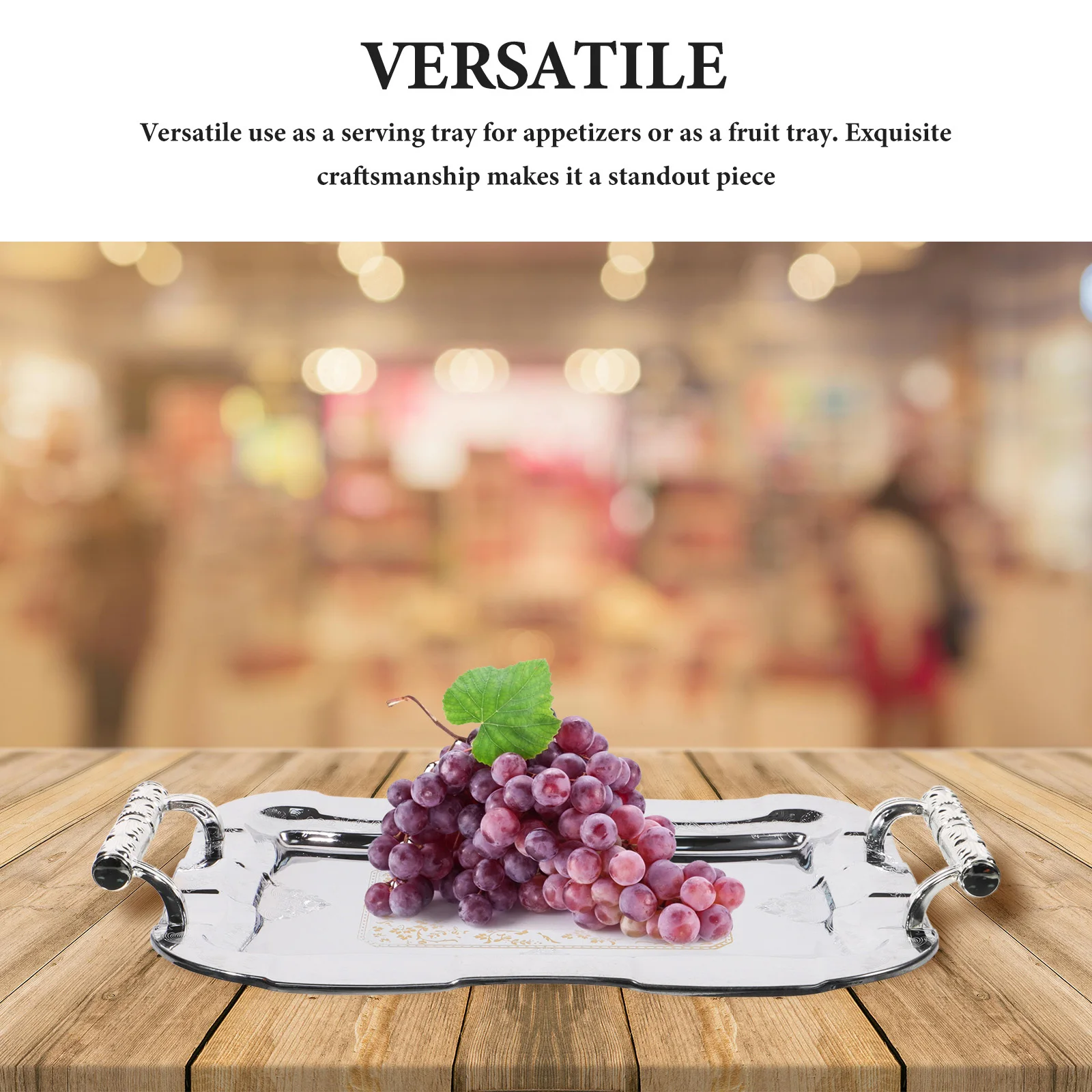 

Stainless Steel Fruit Tray European Style Large Capacity Serving Tray Snack Food Display Dessert Plate Kitchen Organizer