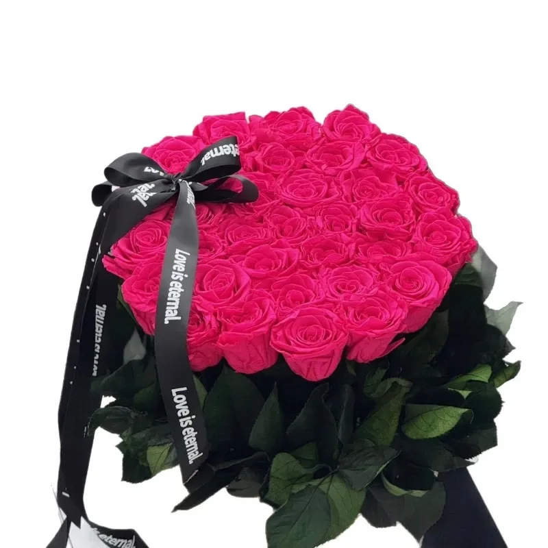 

Qixi Festival Valentine's Day 33 roses Nordic rattan retro style flower basket hug bucket to give girlfriend birthday creative