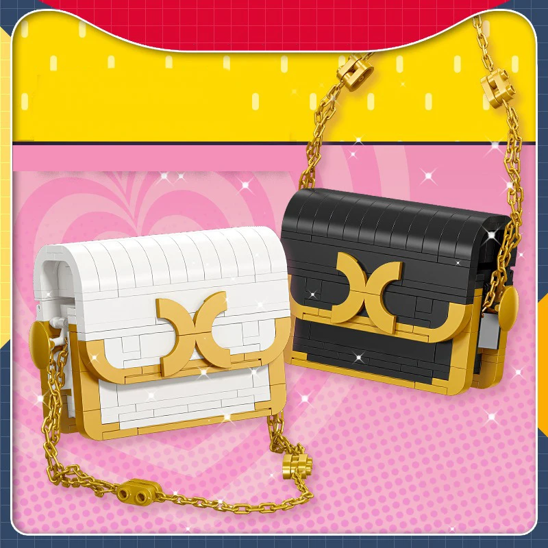 

196pcs DIY Assembled Building Block Handbag, Small Particle Building Block Simulation Mini Handbag Shoulder Bag, Girl's Play Toy