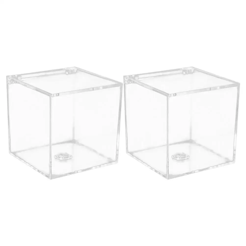 

2 Pcs Candy Acrylic Food Box Baby Storage Boxes Transparent Rectangle Jewelry Case