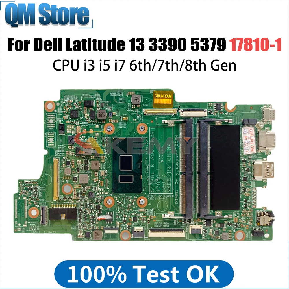 

Notebook Mainboard For DELL Latitude13 3390 5379 15 5779 02J4JT 17810-1 0K3GFH 073TVN 0DNKMK K3GFH Motherboard i3 i5 i7 CPU