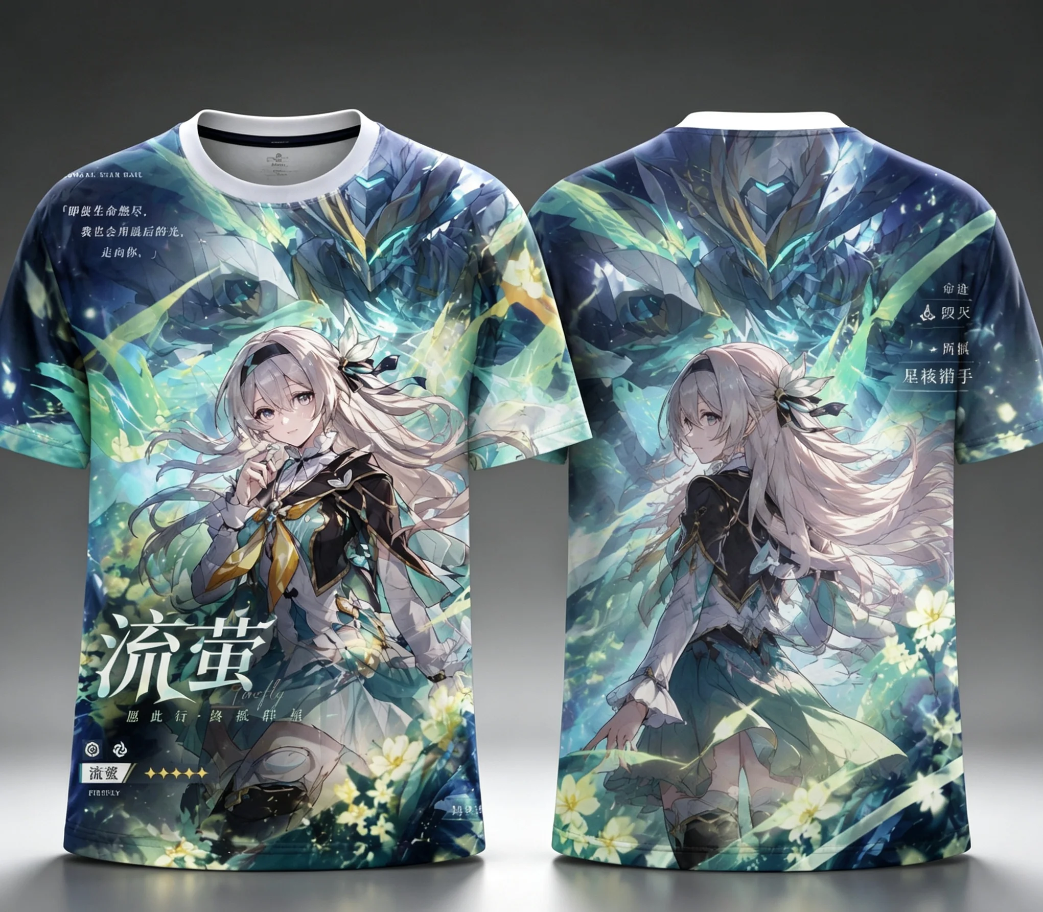 Firefly Honkai Star Rail Anime Full‑Print T‑Shirt Unisex O‑Neck Short‑Sleeve Casual Streetwear Tops For Men Women