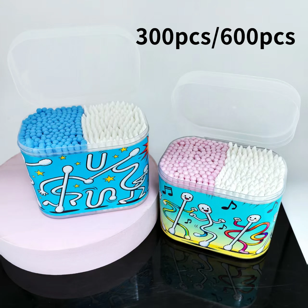 

300 шт./600 шт. двойные, двухцветные, скрученный узор, креативные коробки для ватных тампонов для уборки взрослых