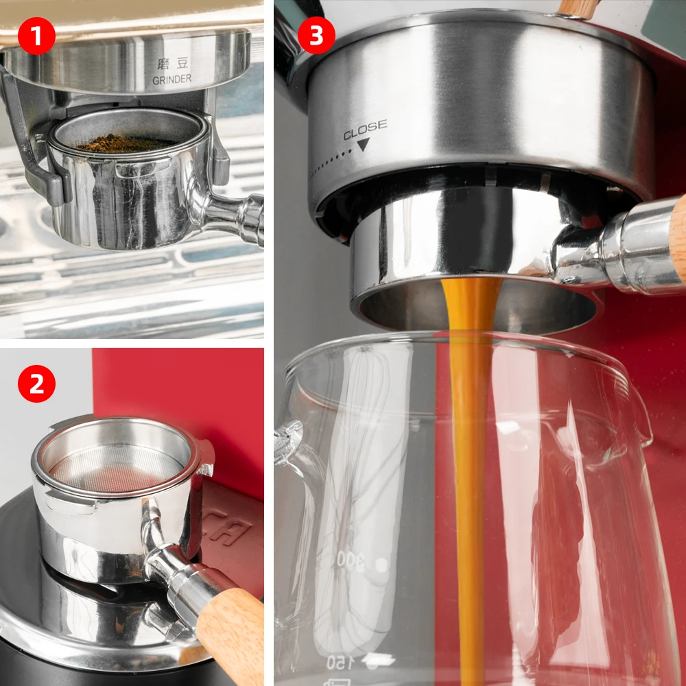 Pressured Double Layer 51mm Stainless Steel Coffee Filter Basket With Puck Screen Coffee Pressurized Porous Filter Strainer
