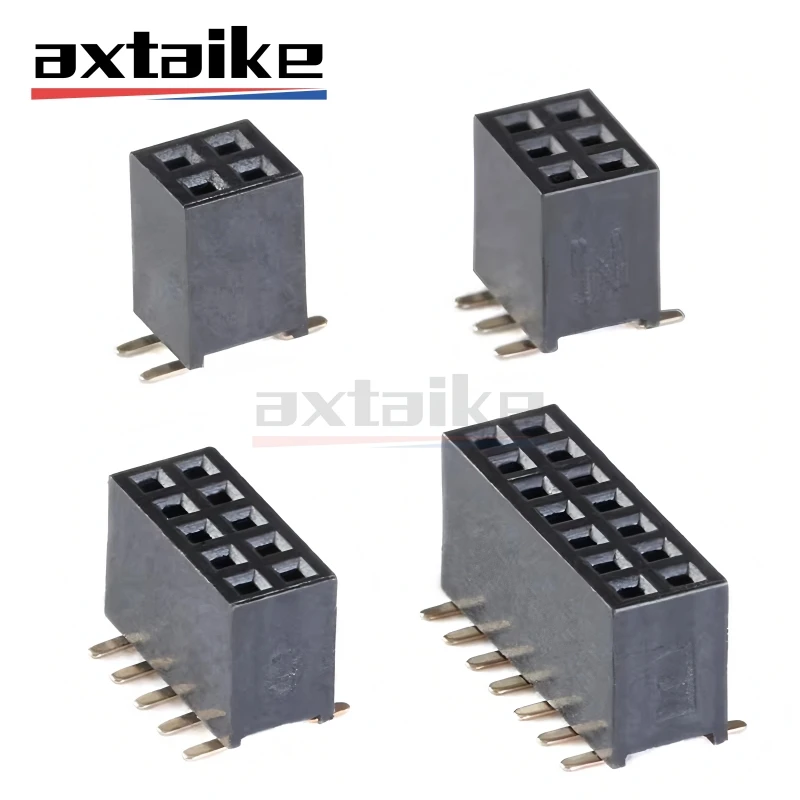 10PCS 1.27mm 2mm 2.54mm Pitch SMT Double Row Pin Female Header Socket 2*2P 3P 4P 5P 6P 8P 10P 15P 20P 30P 40P 50P Pin Connector