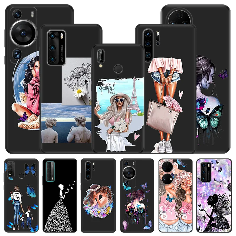 Phone Case For Motorola G200 One Fusion G30 G31 Huawei P20 P30 P40 P-Smart iphone6 Girl Butterfly Baby David Matte Soft Cover