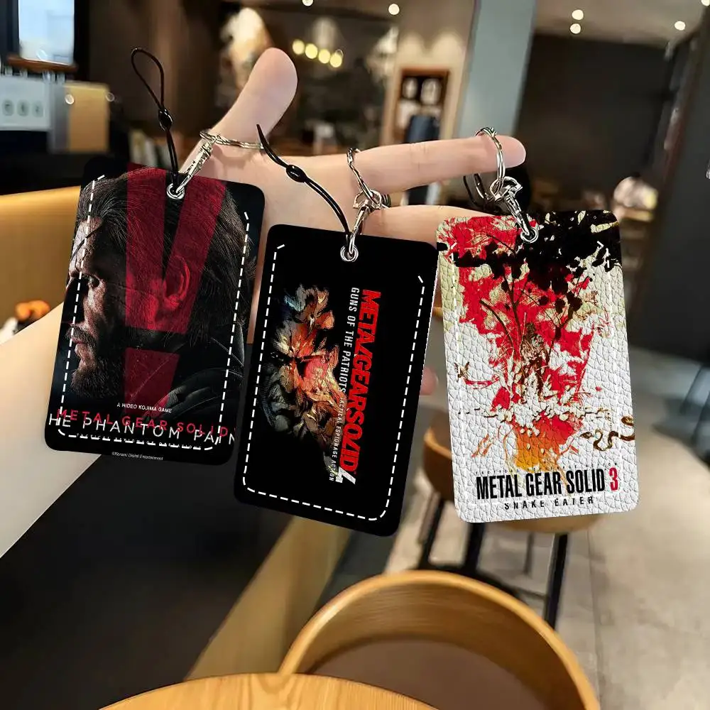 Game M-metal Gear Solid Card Case Keychain Access Card Bag Key Tag Ring Leather Card Holder Key Ring Access