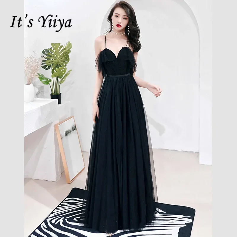 

Вечернее платье It's Yiiya по индивидуальному заказу, черное, без бретелек, трапециевидной формы, длиной до пола, большие размеры, женское вечернее вечернее платье Robe De Soiree E751