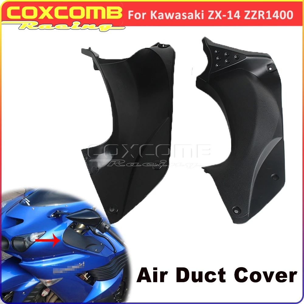 For Kawasaki ZX-14 ZX14 ZZR1400 Motorcycle Dash Cover Fairing Replacement Black Air Duct Ram Panel Trim Covers Fairing Cowl 2006