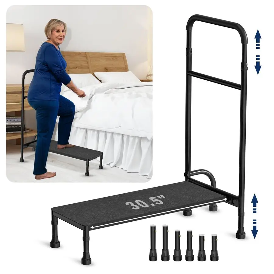 

Leg Step Stool with Handle, 30.5 Long Step Stools for High Bed Bathtub Kitchen, Height Adjustable Step Stool with Handle, Heavy
