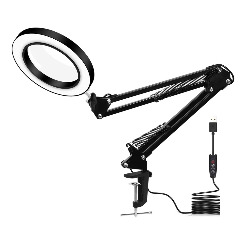 10X LED folding long arm clip eye protection lamp desk lamp reading lamp, clip magnifying glass repair lamp