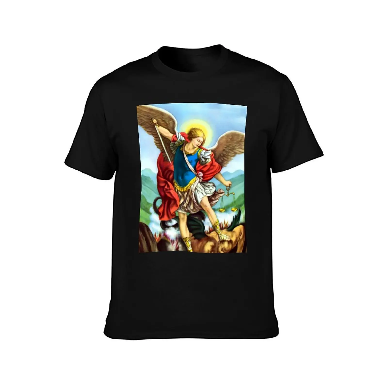 St Michael the Archangel Angel Catholic Saint T-Shirt cotton man t-shirts funny costumes Louboutins Men's t shirts