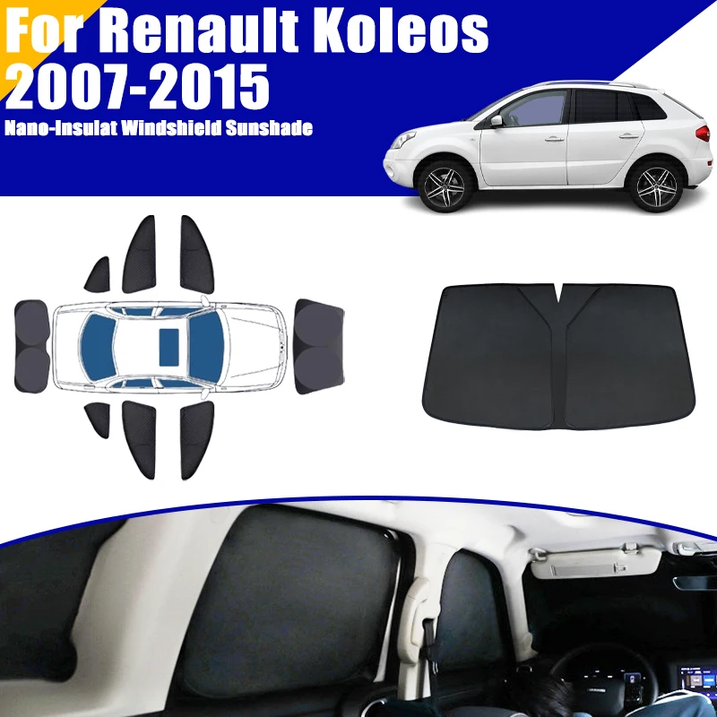 

Full Coverage Sunshade For Renault Koleos 2007-2015 HY 2008 2009 2010 Car Accessories Windows Visor Privacy Cover Black Foldable