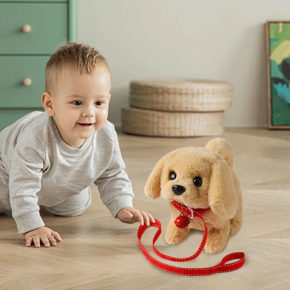 Adorable cachorro de peluche para caminar y ladrar, juguete de perro de peluche eléctrico interactivo para bebés y niños, regalo perfecto para niños y niñas
