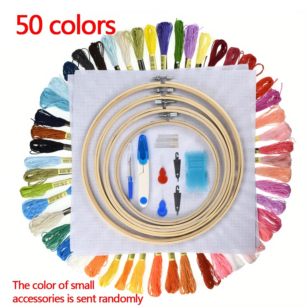 

Набор для вышивания: пяльцы, иглы, нитки, органайзер, полный комплект для рукоделия своими руками для начинающих, набор ниток для ручной вышивки