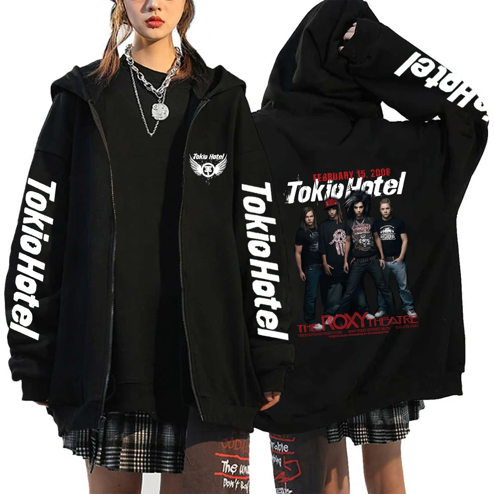 Kaulitz 89 Tokio Hotel Hoodies Rock Band Zipper Sweatshirts Cardigan Tokio Hotel Kaulitz Print Zip Up Jacket Y2k Tops Streetwear