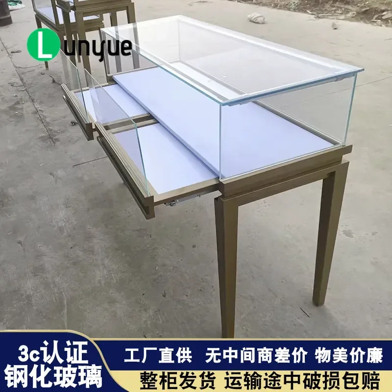 High End Glass Jewelry Display Cabinet for Gold Jade Watch Commercial Shopping Mall Showcase Furniture