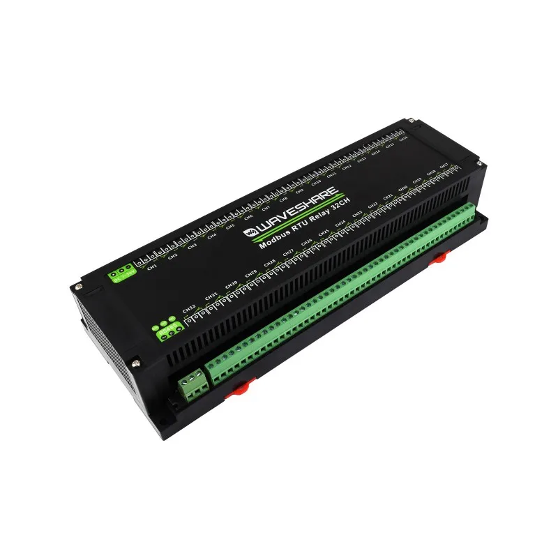 Hot Waveshare Modbus RTU 32-Ch Relay Module, RS485 Interface, With Multiple Isolation Protection Circuits, Rail-Mount Case