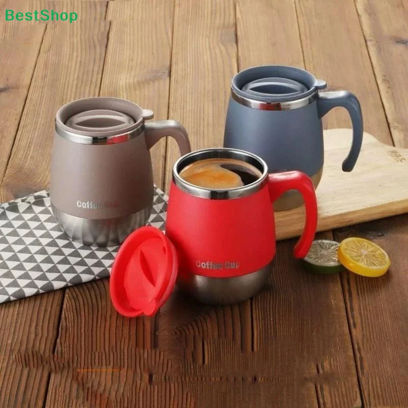 ♩Stainless Steel Thermal Mug, Slider Insulated Cup With Handle For Hot Cold Drinks For Home Office Outdoor Camping Birthday