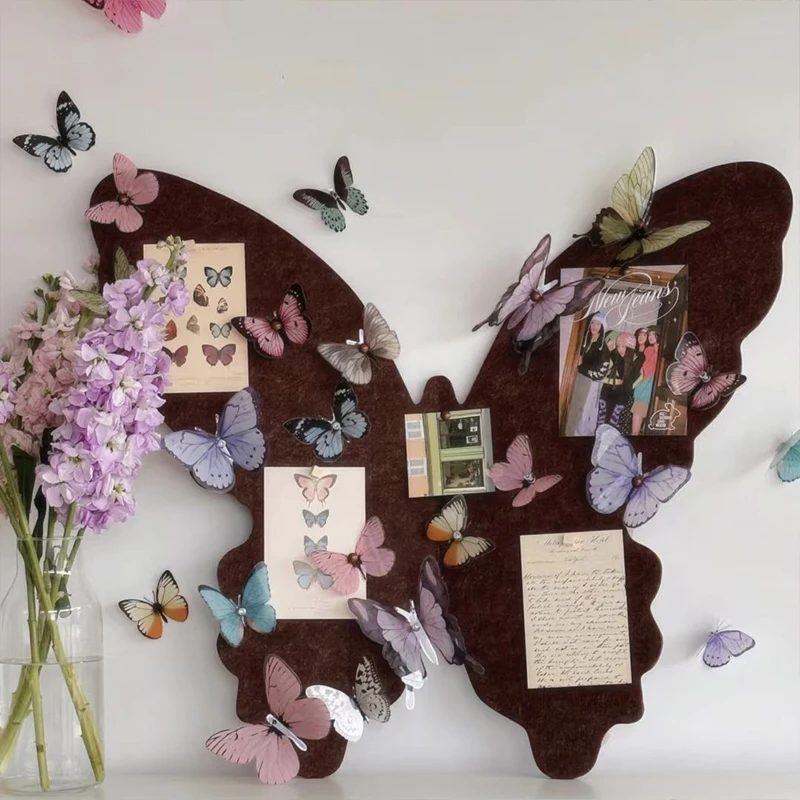 Butterfly Felt Wall Stickers No Punching Photo Wall Home Diy Decoration Message Board Jewellery Storage Wall Background Plate1pc