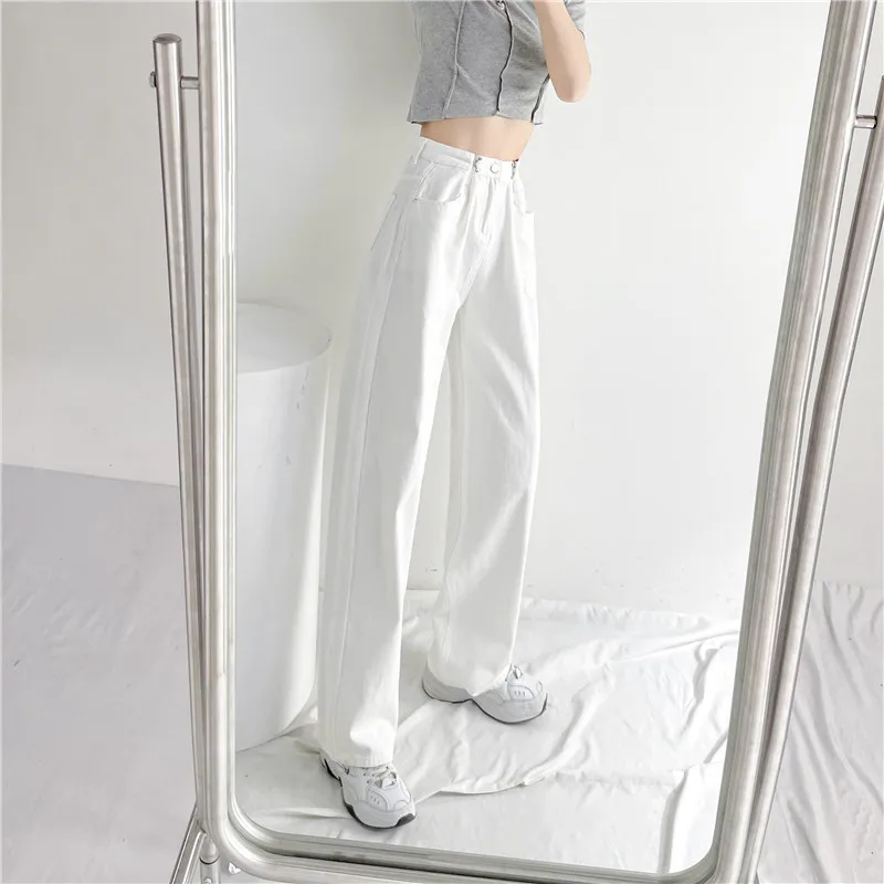 Lose gerade Jeans Frauen koreanische Mode hohe Taille lange Hosen Streetwear y2k Hosen Frauen Kleidung Baggy Pants