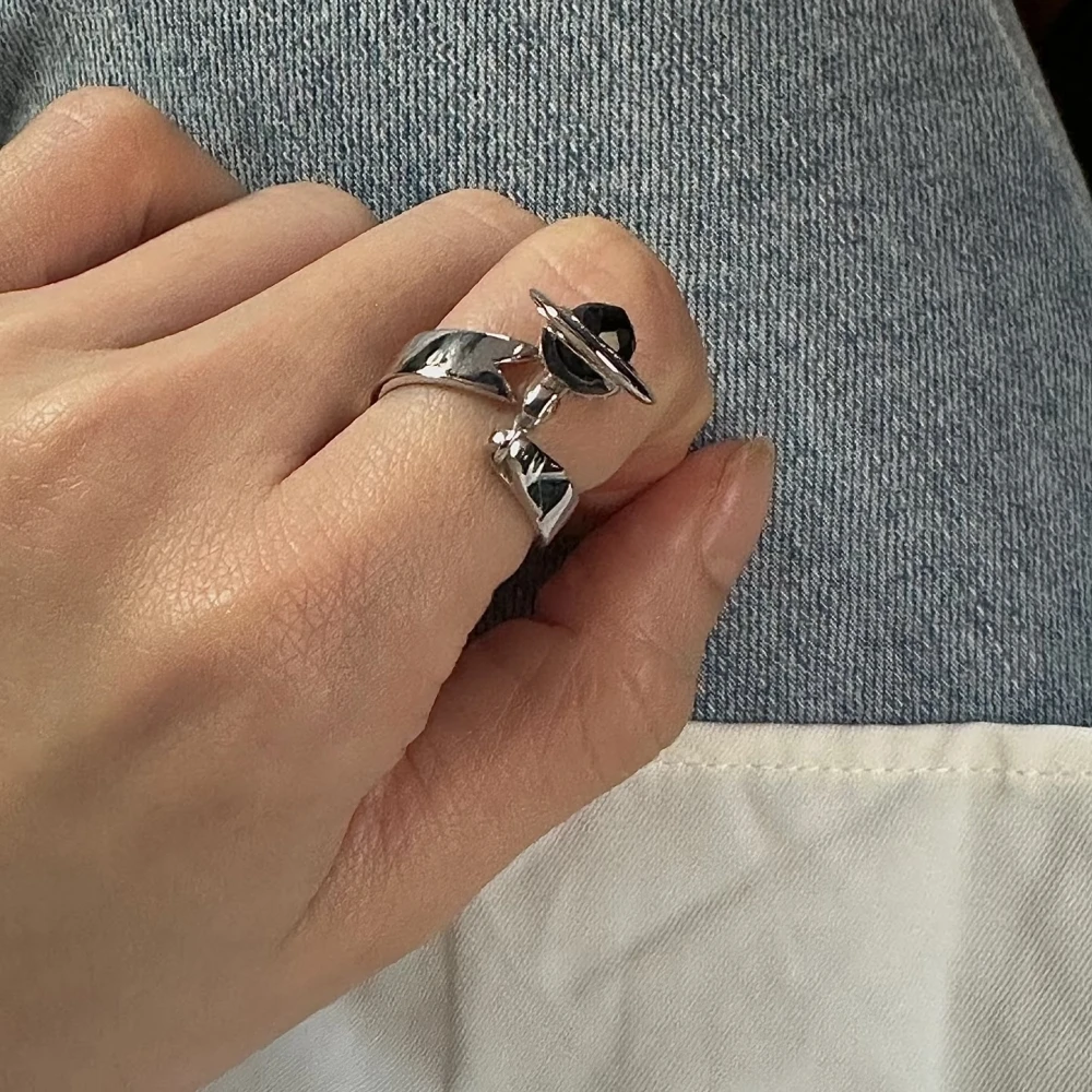 2025 جديد S925 خاتم زحل ثلاثي الأبعاد من الفضة النقية مع نمط الشرير الأوروبي والأمريكي #5