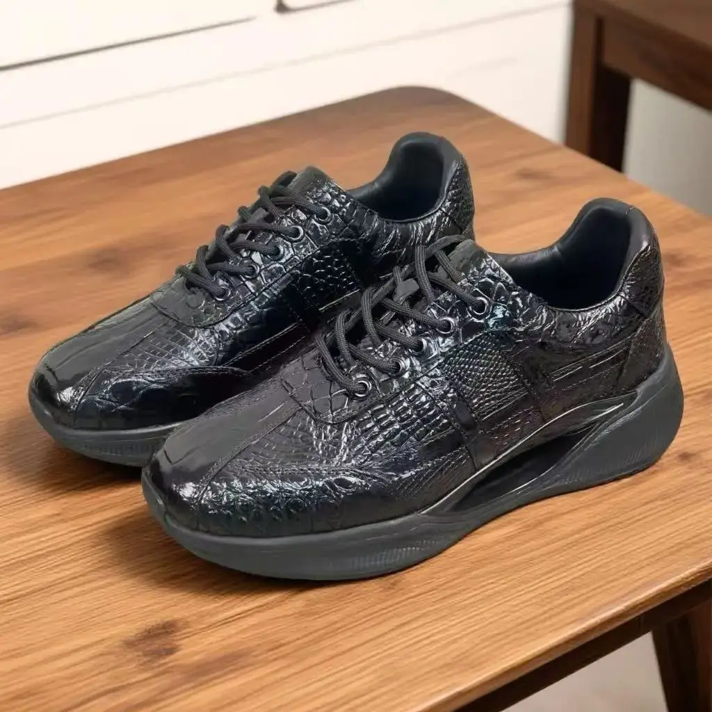 

2025 new arrival Fashion Crocodile Skin causal shoes men,male Genuine leather Sneakers pdd737
