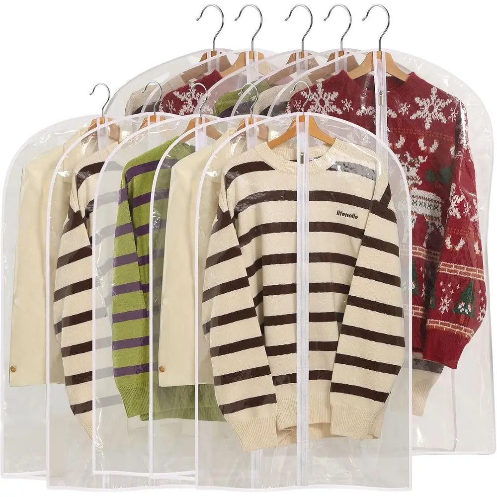 

Подвесные сумки для одежды, 40 пылезащитных чехлов для костюмов, 10 упаковок пластиковых защитных пальто на молнии