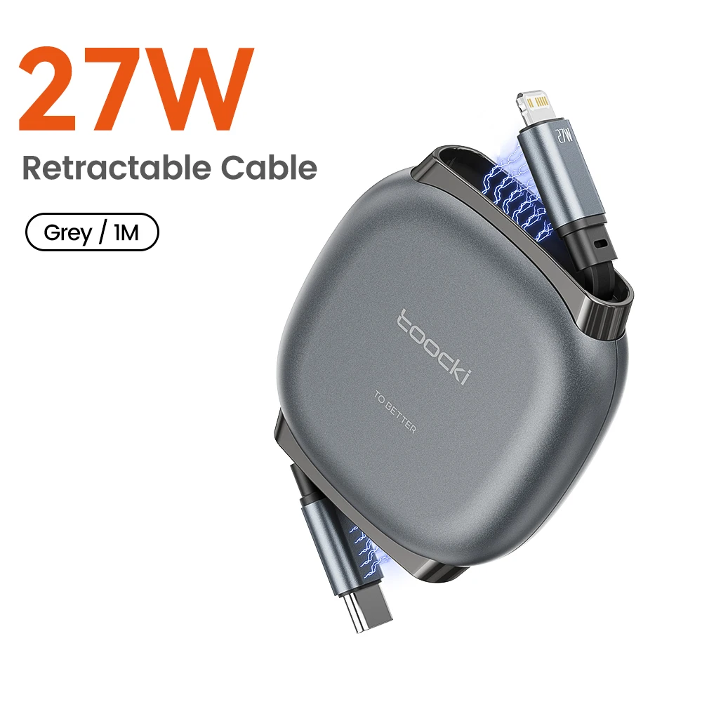 Kabel USB-C z wysuwanym złączem do iPhone 14 13 12 iPad 27W Mini Rozmiar TPE Typ-C do Lightning Magnetyczny Kabel do Transmisji Danych — zdjęcie produktu 7