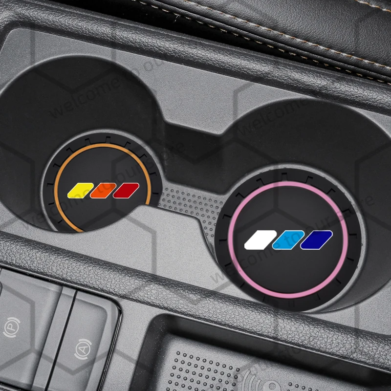 2pcs For Three Color Cross-Country Sport Hilux CRV RAV4 Emblem Car Coaster Water Cup Slot Non-Slip Pad Auto Interior Accessories view 2