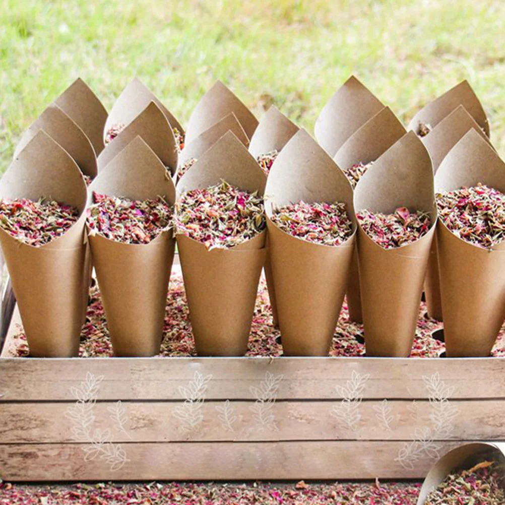 90 Pcs Wedding Petal Cone Flower Paper Cones Confetti Craft Holder Candy Bouquet