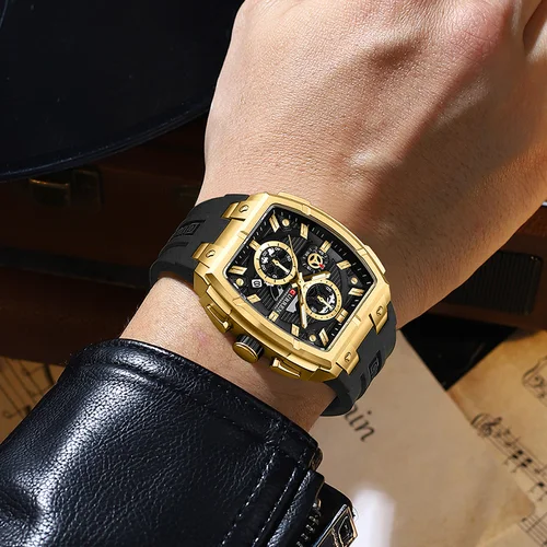 Imagen 2 del producto Reloj de Cuarzo CURREN de Negocios, Moderno, con Luz Nocturna, Cronógrafo Deportivo, Fecha Automática, Caja de Aleación de Zinc, Correa de Gel de Sílice