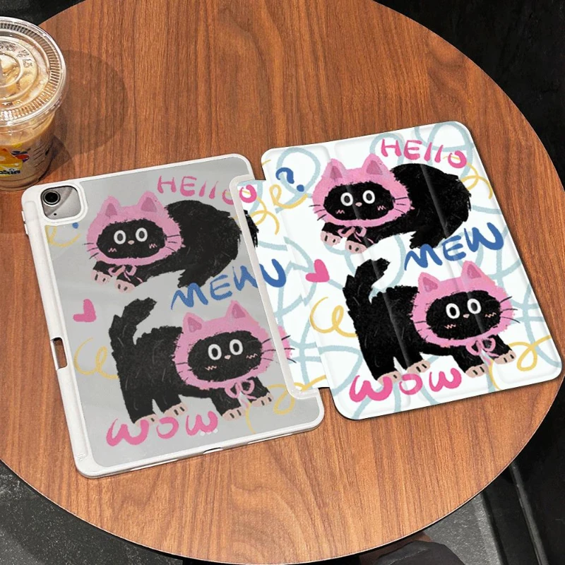 Smart PU Case for IPad 10.2 Case 7/8/9th Generation Air 4/5 10.9  Ipad Mini 6th Generation 2021 9.7 5th 6th Gen Kitten Print