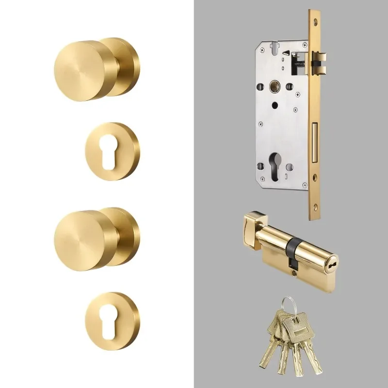 

Brass Door Lock Set Modern Brass Black Nickel Interior Bedroom Bathroom Double Wood Door Lever Set Dummy Handle Passage