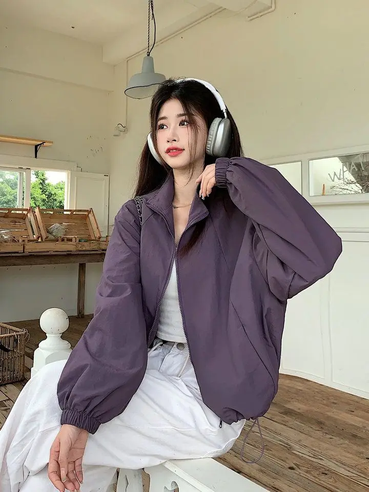 Woman Denim Jackets White Simple Couple Pure Comfortable Collared Shoulder Stylish Olive Green Single-layer Moderate Windproof