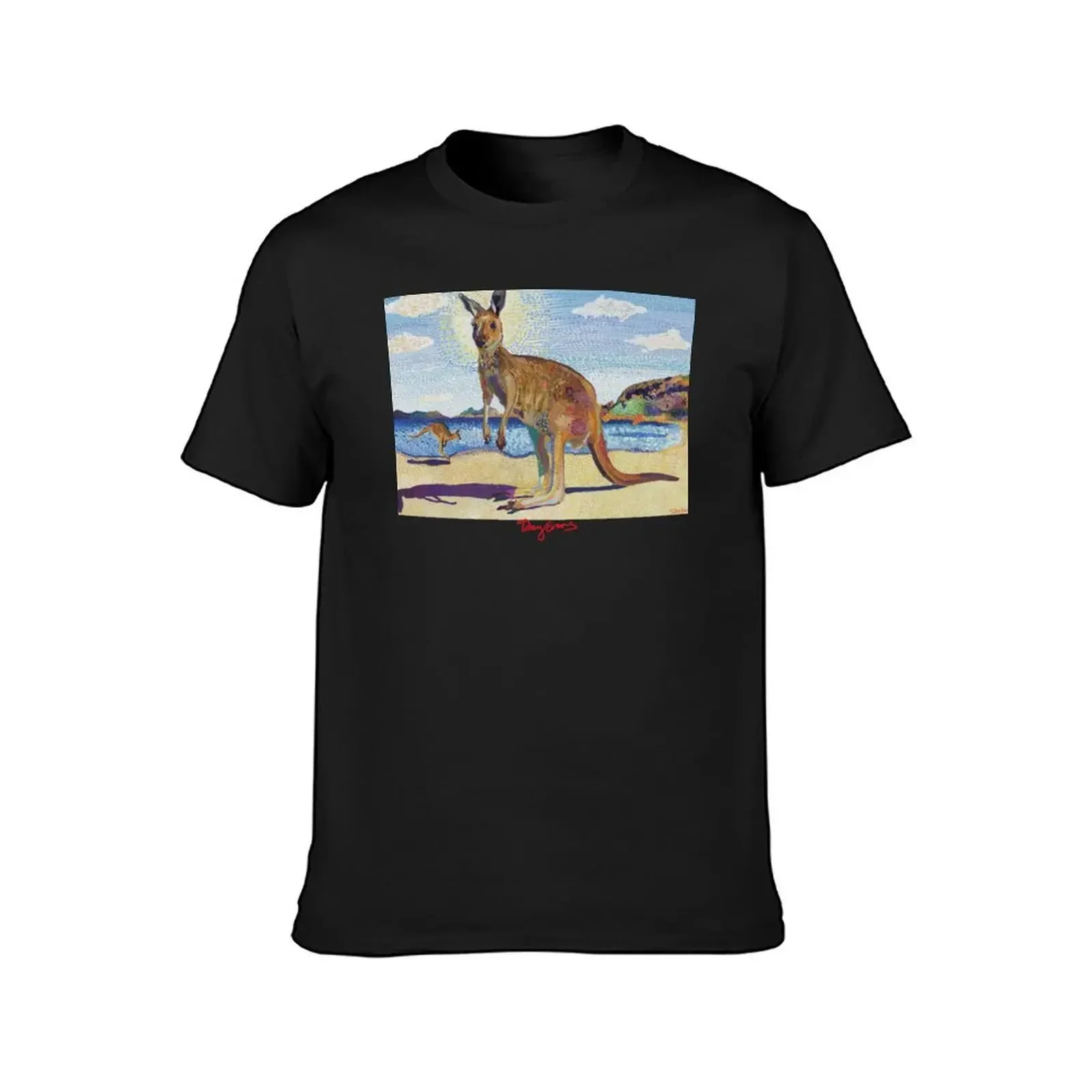 Kangaroos on beach T-Shirt aesthetic clothes graphic tee shirt anime stuff cute clothes Men's cotton t-shirt