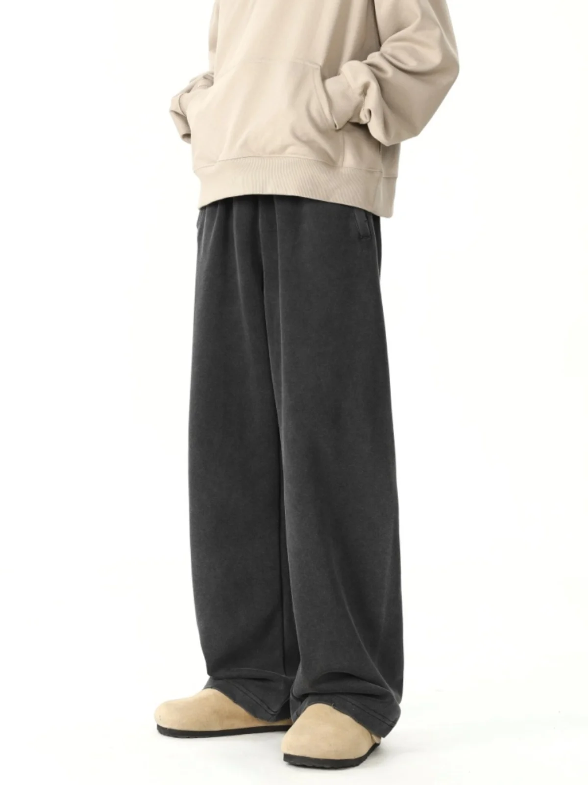 

American Sle Heavyweight Bla Waed Men's Casual Pants Autumn Winter Cleanfit Trendy Streetwear Loose Fit mid Waist Long ...