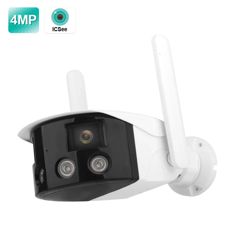

2026 ICSEE 4MP Wireless IP Bullet CCTV Camera 180-Degree Panoramic View Color Night Vision Outdoor Auto Tracking CMOS 1-Year Clo