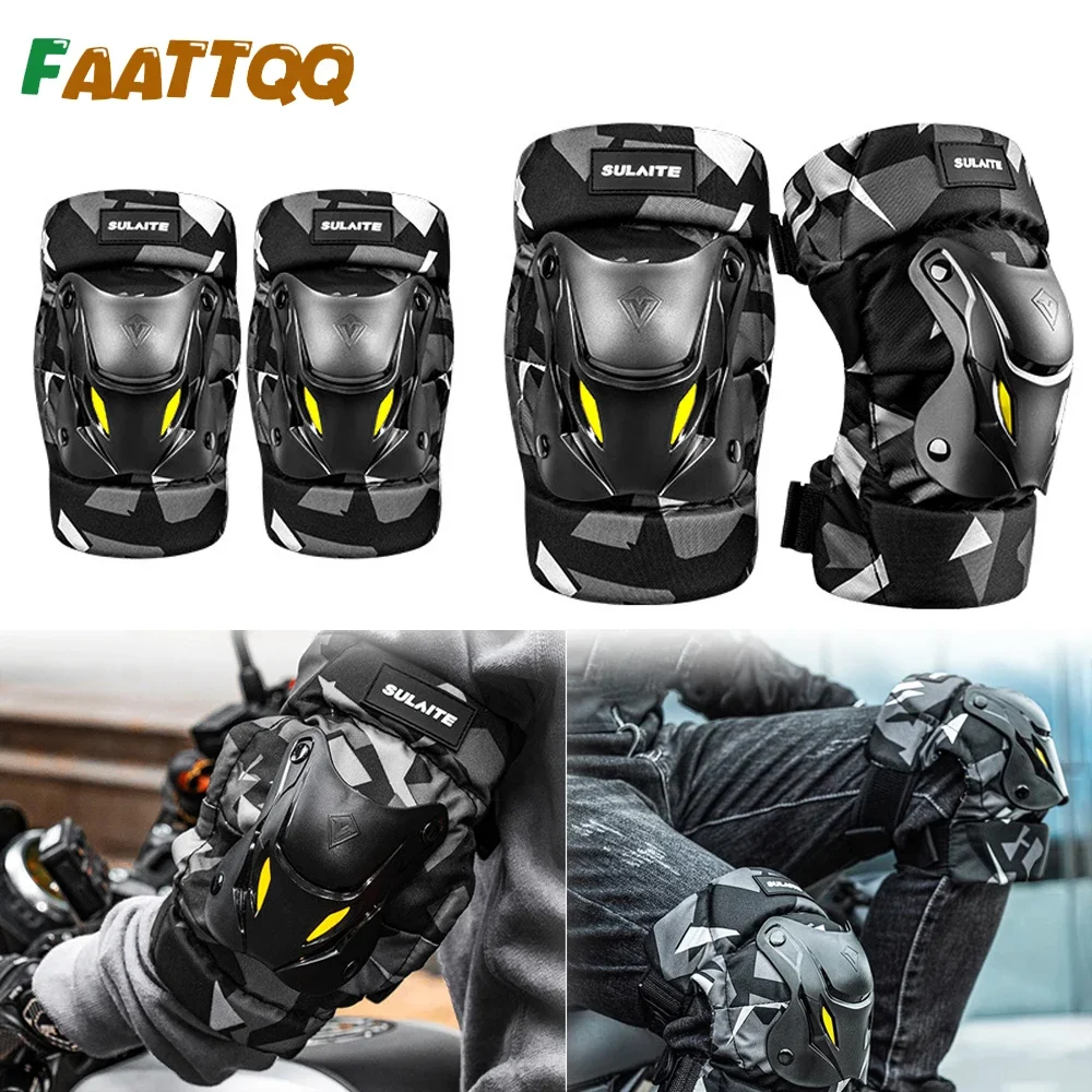

FAATTQQ 1Pair Motorcycle Electric Bike Knee Elbow Guards Pads Protector Dirt Bike Body for Motocross Racing Mountain Biking