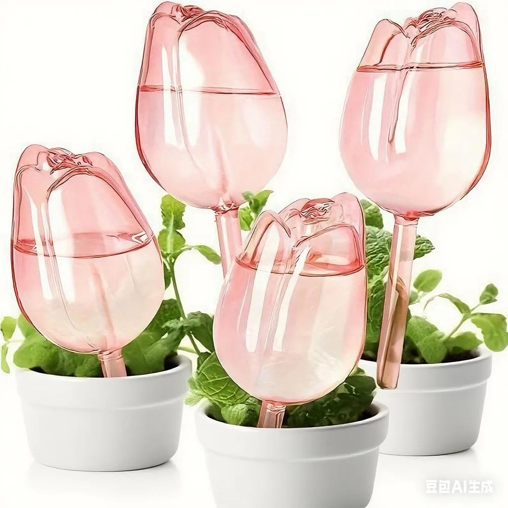 Plant Watering Globes, Automatic Drip Irrigation With Terracotta Spikes, Tulip Shaped Self Watering Bulbs For Indoor & Outdoor