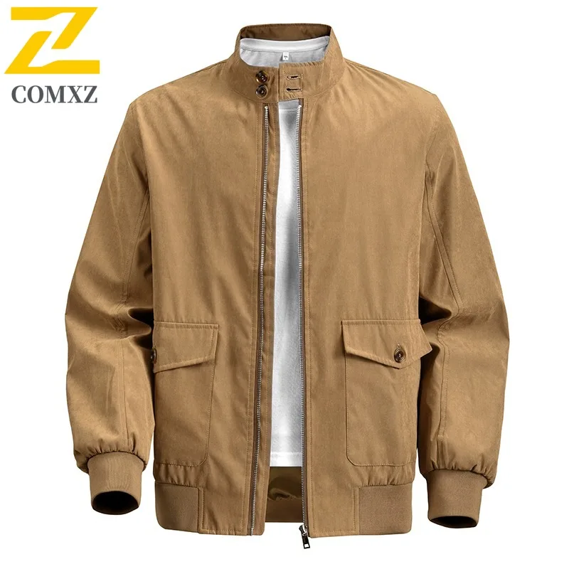 

COMXZ 2025 Men's Breathable Hiking Stand Collar Slim Fit Jacket Spring Autumn Lightweight Comfortable Waterproof Coat