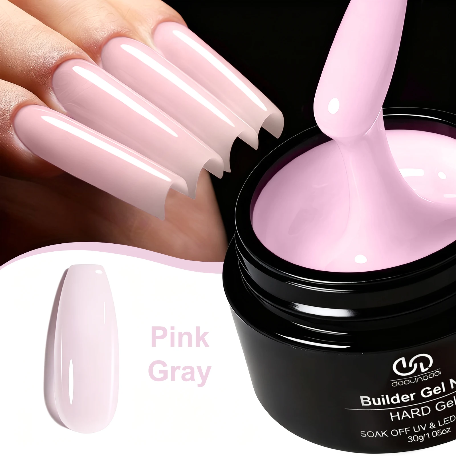 Duolingdai Staubiges Rosa Nude Gel Nagelverstärker 30G Burgunderroter Schimmer UV-Gel für Nagelverlängerung