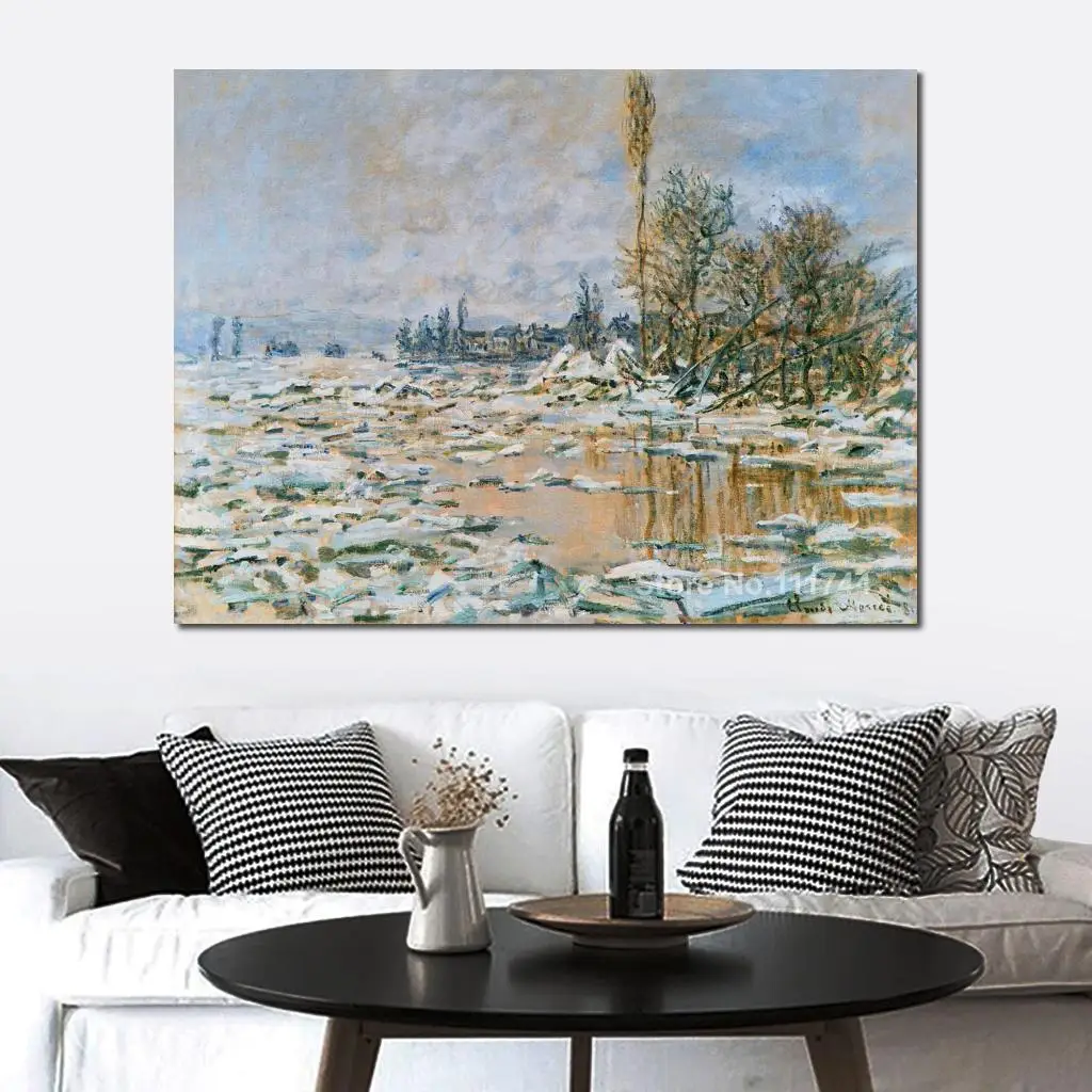 

Online Art Gallery Breakup of Ice Lavacourt Grey Weather Claude Monet Landscape Paintings Hand Painted High Quality