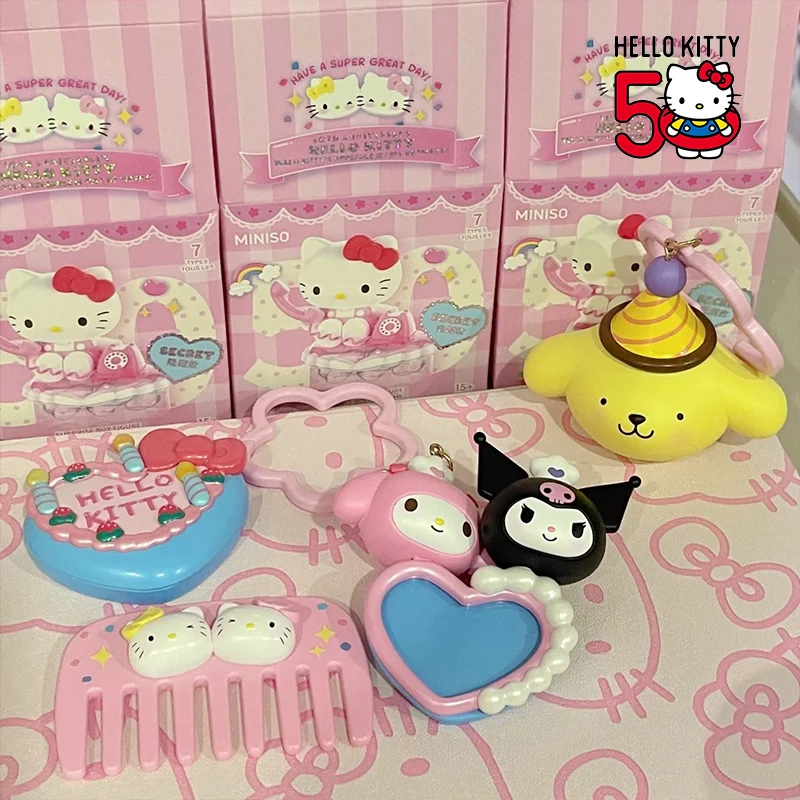 Sanrio Hello Kitty 50th Anniversary Mood Series กล่องตาบอด Hello Kitty เครื่องประดับทําด้วยมือรูปของสะสมตกแต่ง