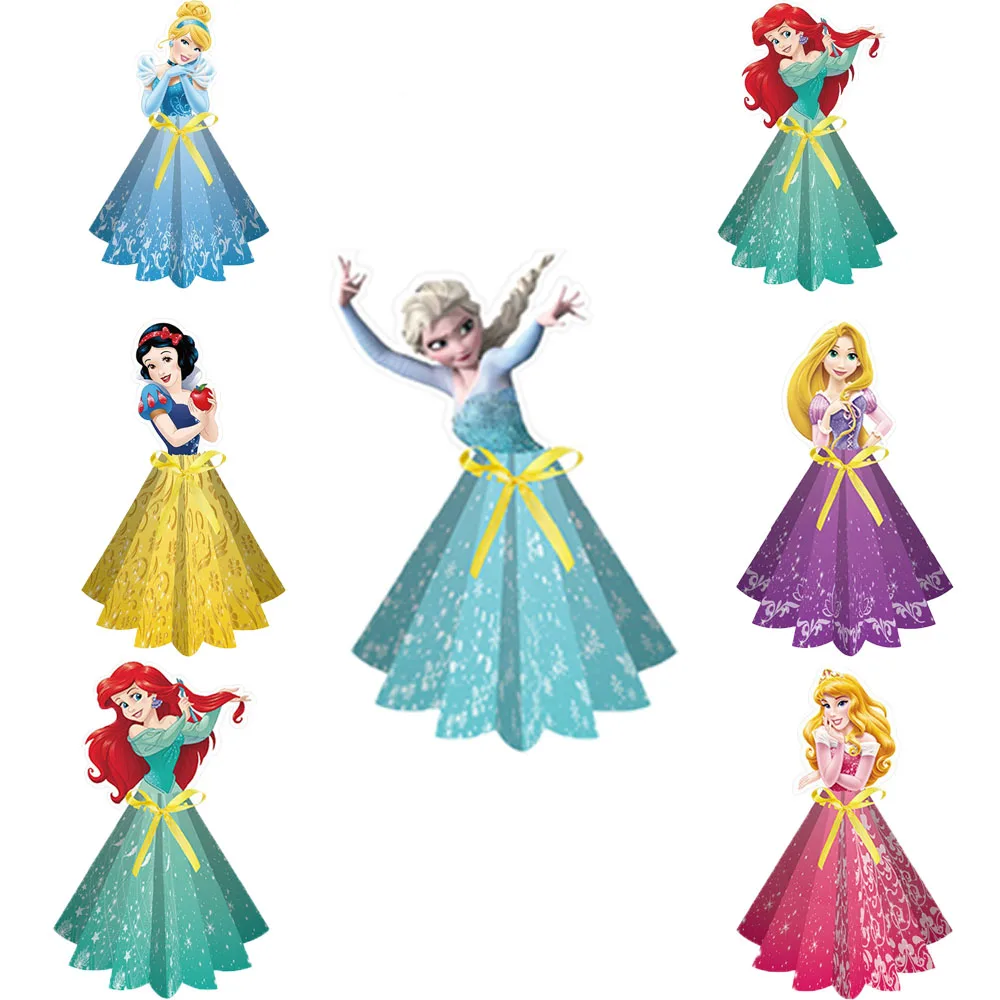 Disney Six Princess table Happy Birthday Party Decorations Baby Shower Princess Desktop decor Happy Kids Girls Birthday Party