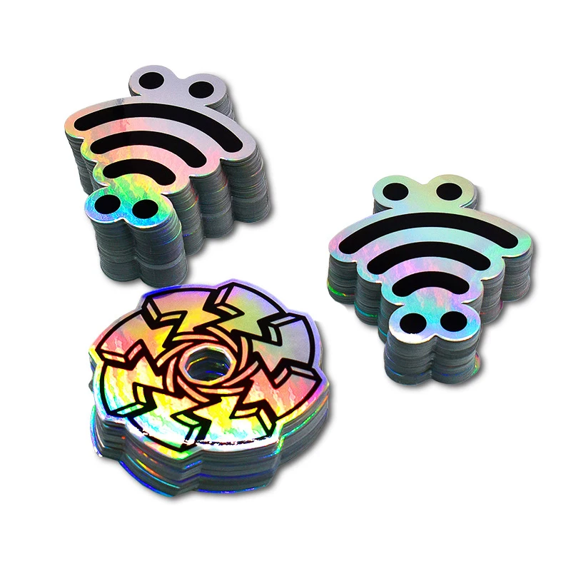 Sliver Glitter Foil Die Cut Vinyl Stickers Custom Logo Kiss Cut Security Custom Hologram Sticker Label