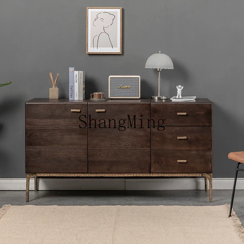 

CL six-bucket entrance cabinet industrial style log dining side cabinet retro storage cabinet