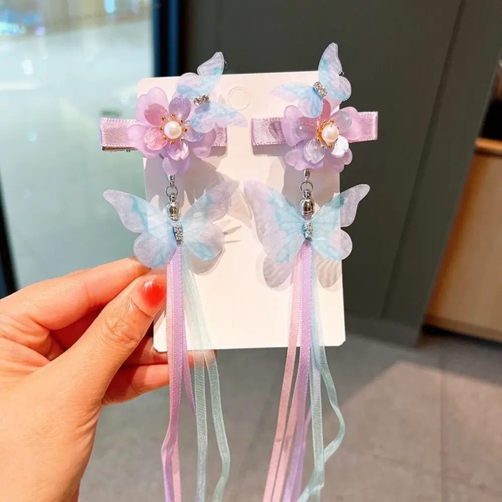 

Fashion Children's Bow Hairpin Cute Barrette Tassel Princess Hair Clips Chinese Style with Ribbon Side Clip Girls