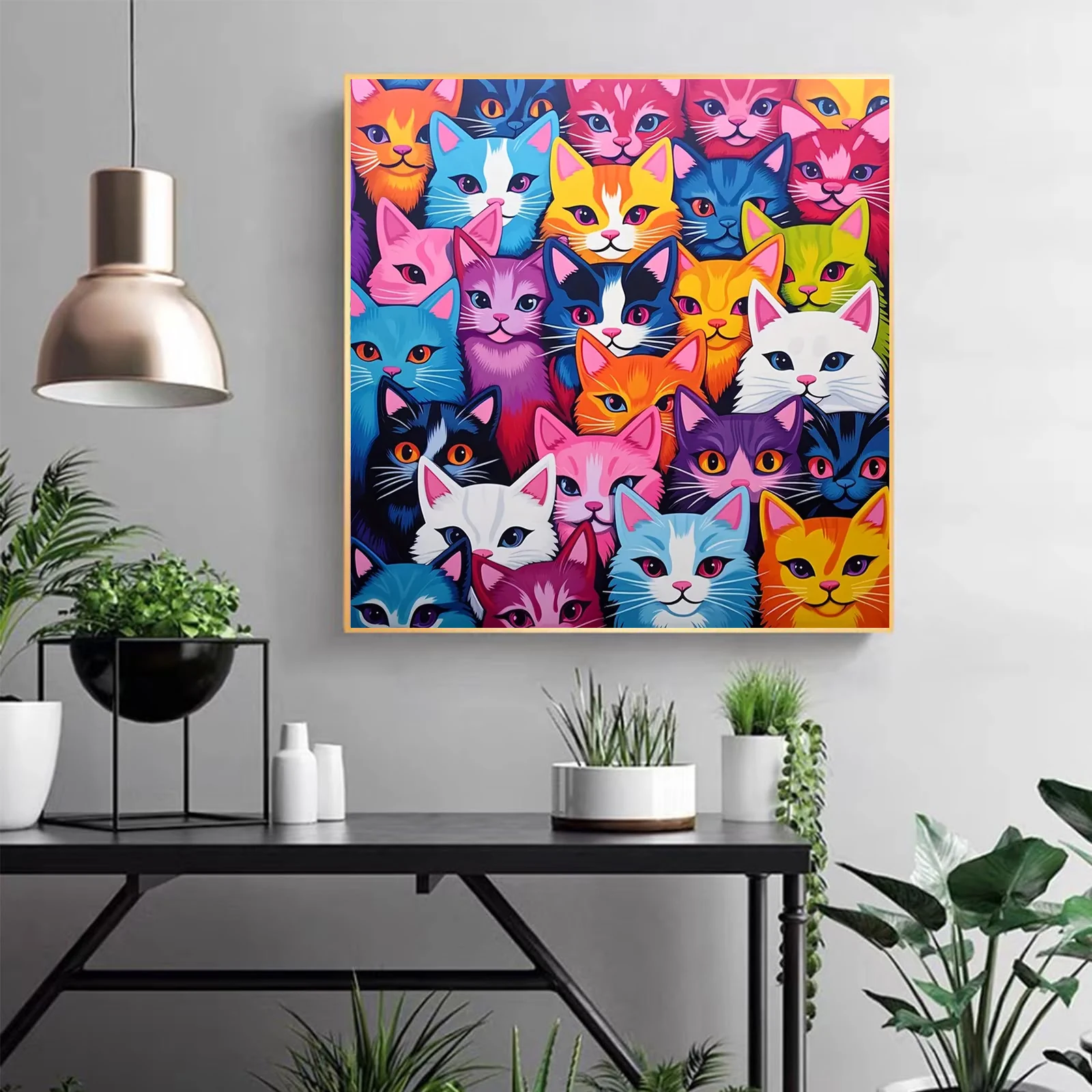 1pc DIY 5D Diamond Painting Full Diamond  Multicolor Cats Diamond Painting, Handmade Home Art Gift Diamond Painting Kit